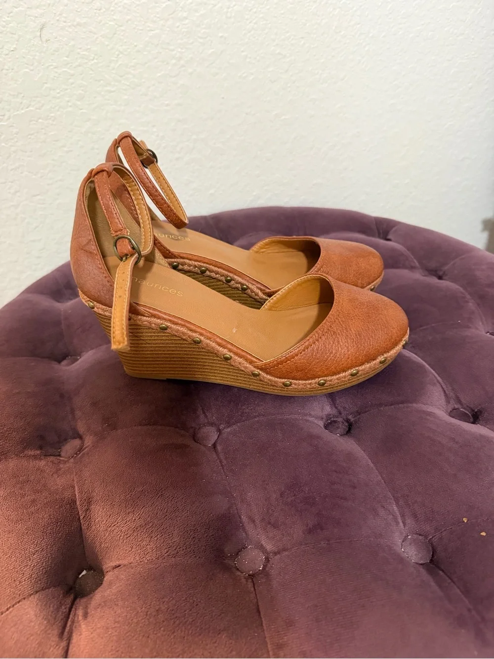 Maurices Brown Ankle-Strap Espadrille Wedges